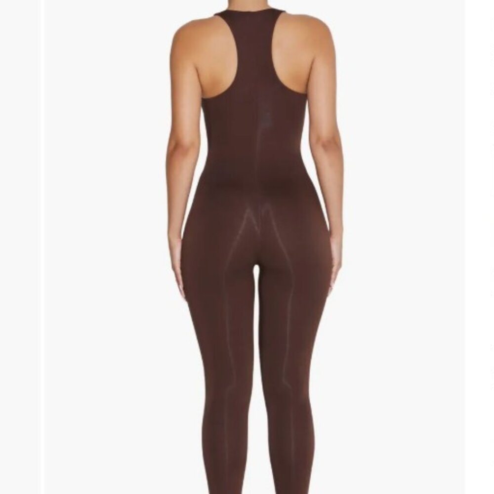 Naked Wardrobe Chocolate Racerback Bodysuit Jumpsuit XS - Picture 4 of 9